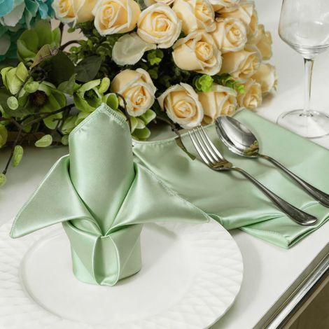 Set aus 20 satinierten Tischtüchern in Salbeigrün, 43x43 cm – Luxuriöse Dekoration für Hochzeit und Hotel-lsw