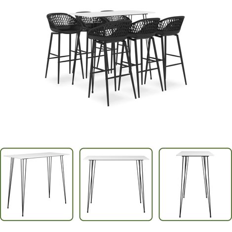 Tabouret de bar -  Ensemble de bar 7 pcs Blanc et noir (1/5)
