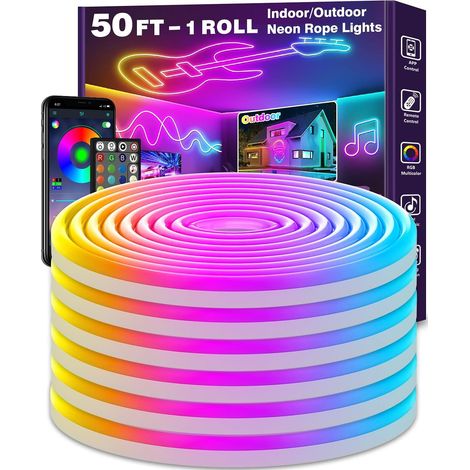 Bande Néon Flexible RGB 15m – IP65, 24V, commande APP, éclairage d'ambiance. (1/5)