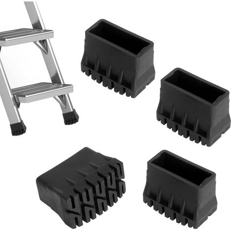 Embouts Escabeau - Lot de 4 - Caoutchouc Noir - Antidérapant Universel - Pour Échelle Aluminium Maison Jardin - 7x6x4 cm (1/5)