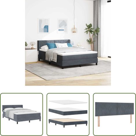 Matratze - Boxspringbett mit Matratze Dunkelgrau 190 x 140 cm Samt (1/5)