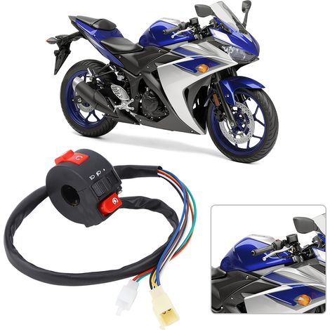 Universeller 22-mm-Motorrad-Quad-Lenkerschalter, Start/Stopp EIN/AUS, rutschfester Griff, wasserdicht, 1 Stück, schwarz. (1/5)