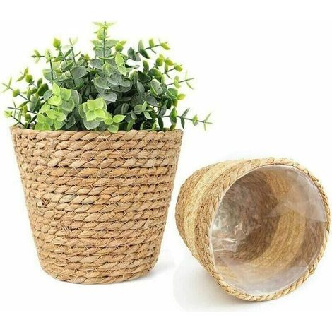 Panier en jonc de mer Paniers à plantes Jardinières Panier de rangement 18 cm Ensemble de 2-Fei Yu (1/5)