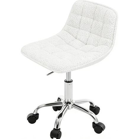 Fauteuil de bureau pivotant en Chenille blanc, siège réglable en hauteur, dossier ergonomique (1/5)