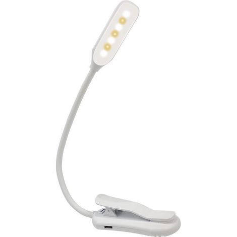 Lampe de bureau à pince rechargeable USB - Blanche, 7 LED, lampe de lecture pour étudiants, lampe de lecture à pince LED avec protection des yeux (1/2)