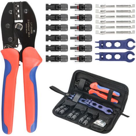 Outils solaires, outils de sertissage solaires pour câble PV de panneau solaire 2,5/4,0/6,0 mm², connecteur mâle femelle 6 pièces, 1 paire d'outils d'assemblage de connecteur solaire, kit d'ou (1/5)