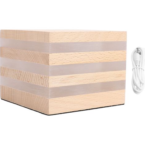 Lampe de table sans fil Cube LED Bois massif design minimaliste lumière chaude douce USB rechargeable pour chambre bureau (1/4)