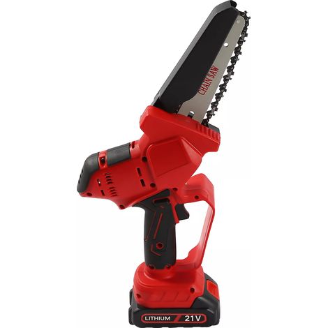 Tronçonneuse sans Fil 21V 6 Pouces avec 2 Batteries 1500mAH, Tronçonneuse Électrique Sans Fil, Scie À Chaîne Électrique Portable pour la Coupe des Arbres à Bois, l'Élagage (1/5)