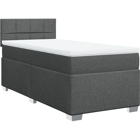 Maison Exclusive - Cama box spring con colchón tela gris oscuro 9 (1/5)
