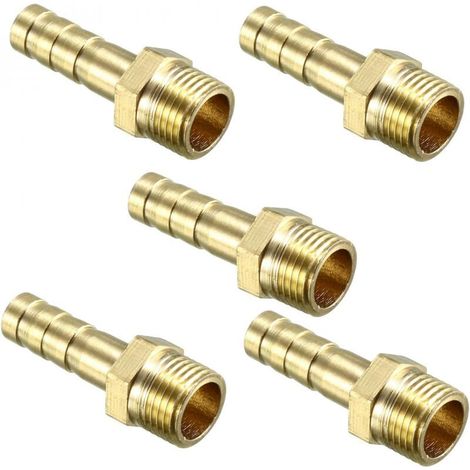 5pcs Raccord cannelé tuyau en laiton 6mm barbelé X G1/8 mâle Adaptateur connecteur (1/5)