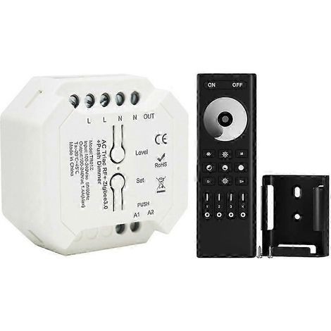 Variateur intelligent Tuya ZigBee Triac pour LED, compatible avec les ampoules LED à intensité variable et contrôlable via une application mobile et une télécommande RF (B-JXLGV). (1/5)