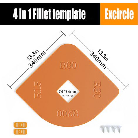 Moule de positionnement à coins arrondis (R15R30R60R200) Moule de positionnement d'arc pour le travail du bois, gabarit de positionnement semi-circulaire en angle R pour panneau en bakélite, moule d'a (1/5)