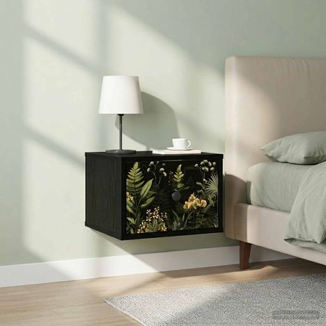 vidaXL Mesita de noche de pared RHENEN 2 uds. Roble Negro (1/5)