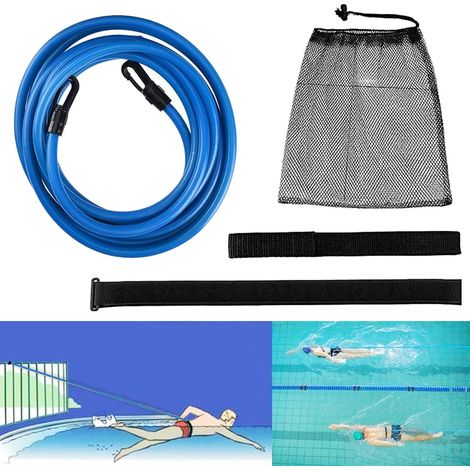 Résistance 4M Ceinture de Natation, Elastique de Nage Piscine, Réglable Entraînement Ceinture de Natation, pour Adultes et Enfants (1/5)