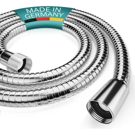 Manguera de ducha de acero inoxidable de 2 m - flexible con conexión estándar - probada con agua potable - resistente a las torceduras y fácil de instalar - Fabricada en Alemania (1/5)