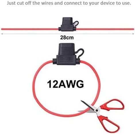 NALOOKAMIC 10Pcs 12AWG Porte Fusibles Petit Lame Enfichable Etanche avec Fil, 32V Support Porte Fusible Lame, Voiture Boîtes de Fusibles à Lame, Gratuits 10Pcs 15A Lame Fusible