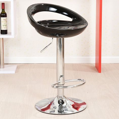 Tabourets de Bar Lot de 2, Chaise de Bar en ABS Plastique avec Repose-Pieds, Hauteur Réglables sur Poignée, pour Cuisine, Bar, Bistrot - Noir (1/5)