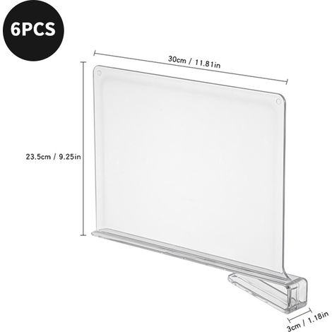 Schrankteiler transparent 6er Set, ohne Bohren, für Kleiderschrank & Schubladen (1/5)