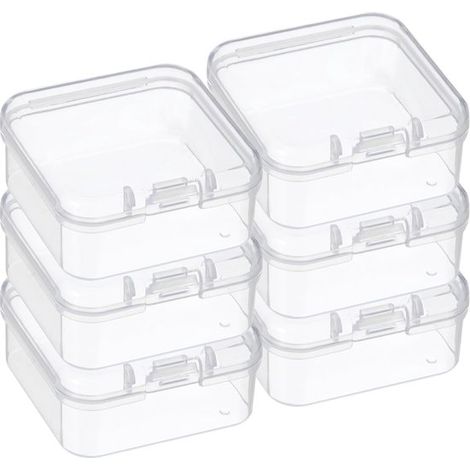 Aufbewahrungsbox mit Deckel – Organizer-Behälter – Zur Aufbewahrung kleiner Gegenstände – Stapelbar – 6-teilig, 4,5 cm – Transparent (1/5)