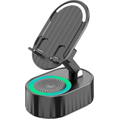 Support de téléphone/haut-parleur sans fil 5 en 1 avec batterie externe Bluetooth et support réglable pour bureau ou maison. (1/5)