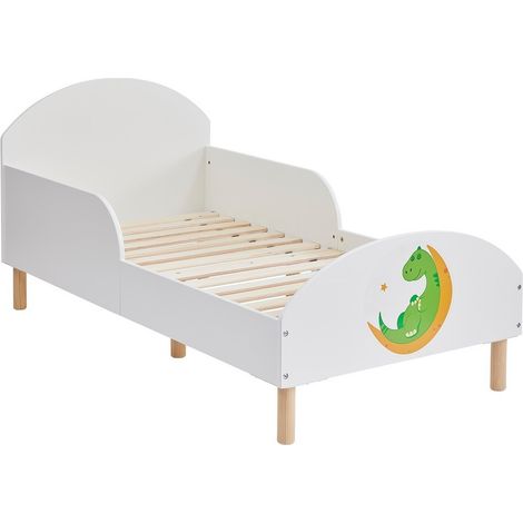 Kids Toddler Bed Frame with Dinosaur Decal - L144 x W74 x H68 cm - White