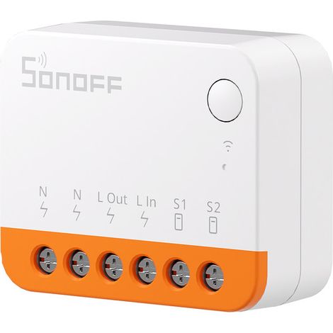 Interrupteur connecté WiFi 2 voies – Micromodule intelligent – Compatible Matter, Alexa, Google Home – 10A/2200W – Design ultra-compact – Sonoff