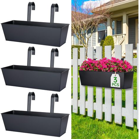 Lot de 3 jardinières à Suspendre de 40,6 cm pour Balcon, terrasse et clôture extérieure – Lot de 3 Supports de Pots de Fleurs – Jardinières à Suspendre au Balcon (1/5)