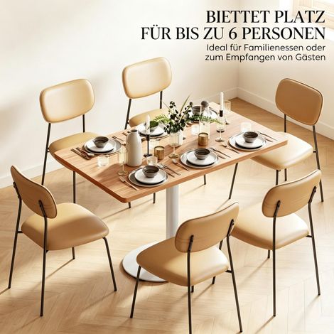 Mesa de comedor rectangular para 6 personas, mesa de comedor con patas robustas y tablero grueso de roble blanco, mesa de cocina para comedor y cocina. (1/5)