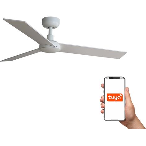 Faro Rudder Petit ventilateur de plafond 3 pales blanc mat 2700 - 4000 - 6500 K Système intelligent Tuya (1/4)