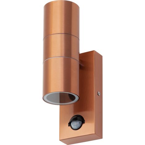 Litecraft Kenn Up & Down Outdoor GU10 Wall Light With PIR Motion Sensor - Copper (1/5)