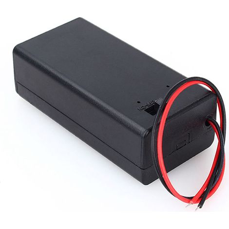 Boîtier pour pile 9V avec couvercle et interrupteur, noir (1/5)