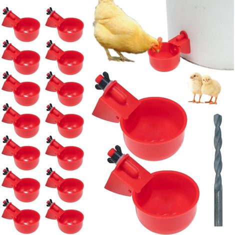 Lot de 16 Abreuvoirs Automatiques pour Poules avec Perceuse, Abreuvoir Volailles Anti-Gel, Distributeur d‘Eau pour Poules, Canards, Oies (1/5)