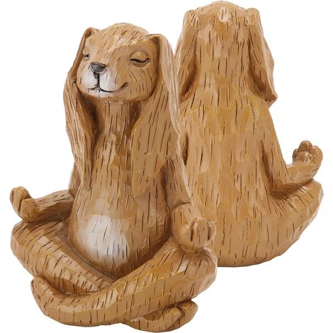 Statuette de Lapin Zen en Résine, Décoration Apaisante pour Intérieur, Bureau ou Jardin (1/5)