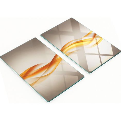 Tablas de servir de cristal para cocina con estampado abstracto de olas, 2x30x52 cm.