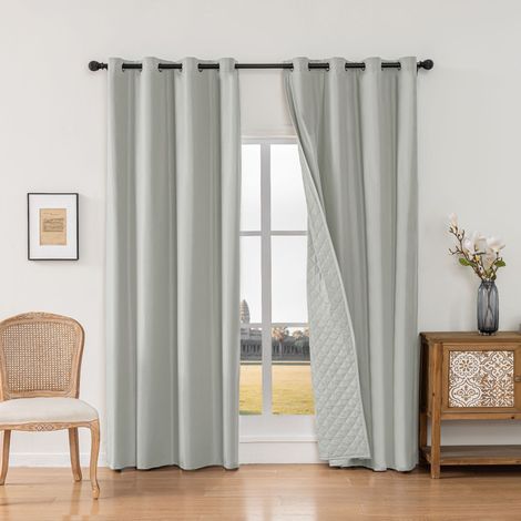 Rideau-gris clair-107213cm Convient pour le salon, la chambre à coucher, coupe-vent, maintien au chaud, rideau matelassé épais et isolé. (1/5)