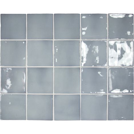 Carrelage mur effet zellige bleu 10x10 cm MANACOR BLUE MOON (vendu par boite de 0,60m2) (1/3)