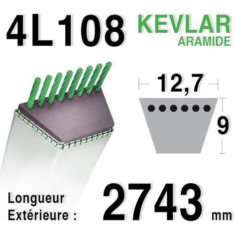 Courroie Lisse Trapézoïdale Skana Série 4l (section12,7x8mm) : 2743,20mm. (1/2)