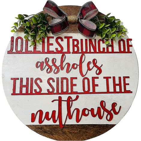 Plaque de porte décorative de Noël avec pompon, style rustique, en bois perlé, pour Noël et Thanksgiving (1/4)