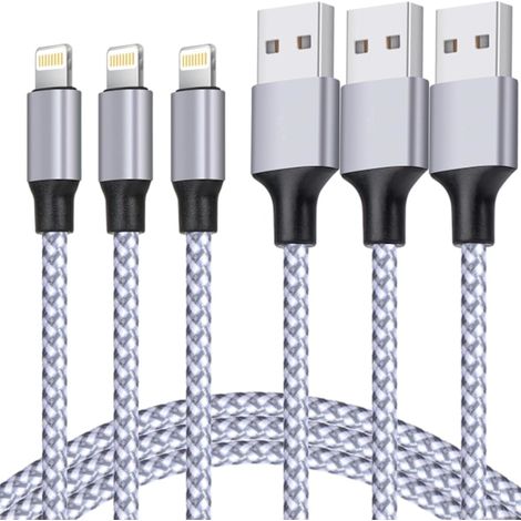 Chargeur pour iPhone, câble Lightning, lot de 3 câbles de charge USB de 1,8 m (1/5)