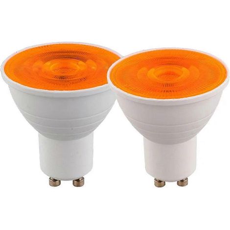 Ampoule LED orange GU10 5W 230V (lot de 2) pour éclairage TV, bar, boîte de nuit, pub, villa, jardin. (1/5)