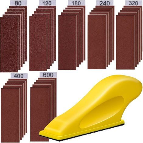 36-teiliges Schleifpapier-Set, Körnung 80, 120, 180, 240, 320, 400, 600, Mikroschleifwerkzeuge für Bastelarbeiten, Autos, Holz, Wände und zum Polieren (1/5)