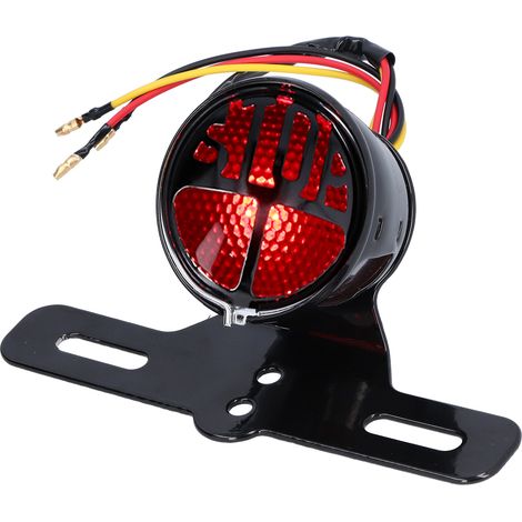 Feu arrière moto style rétro, stop modifié universel DC12V avec support plaque d’immatriculation compatible Honda (1/5)