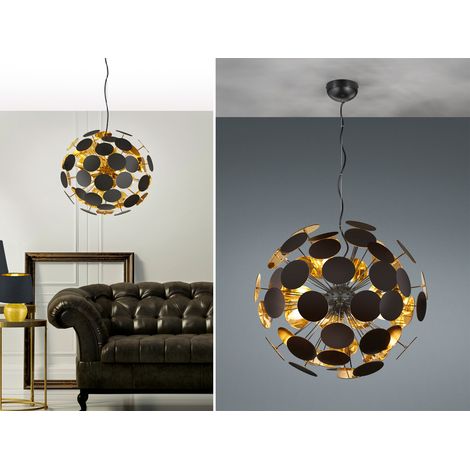 Hänge Decken Leuchte Esszimmer Strahler Pendel Lampe schwarz gold Trio Leuchten 309900632 (1/5)