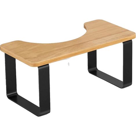 Tabouret de toilette, Métal et bois, Hauteur : 18 cm, Longueur : 38,5 cm, Profondeur : 21 cm, Poids : 1,6 kg (1/5)