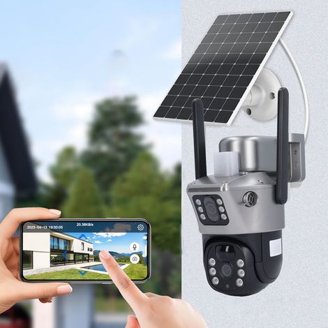 Decdeal Caméra de Sécurité Solaire Extérieure - Caméra de surveillance HD 1080p avec Vision Nocturne - WiFi Sans Fil - Étanche IP66 - Détection de Mouvement - Pour Maison/Jardin (1/5)