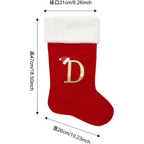 Grandes chaussettes de Noël, décorations de Noël, ornements de lettres anglaises, chaussettes à lettres, sacs cadeaux de dessins animés pour enfants
