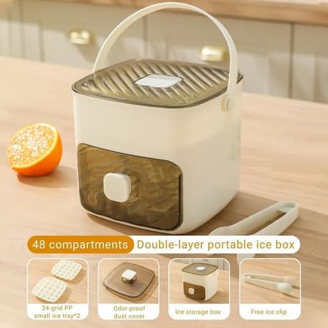Moule à glaçons avec plateau et boîte de rangement, 48 glaçons réutilisables pour boissons et café, idéal pour la maison (1/5)