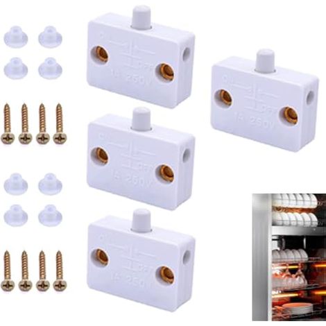 Lot de 4 interrupteurs de contact 1 A 250 V pour porte de meuble, porte de meuble, armoire de cuisine, armoire (blanc) (1/5)