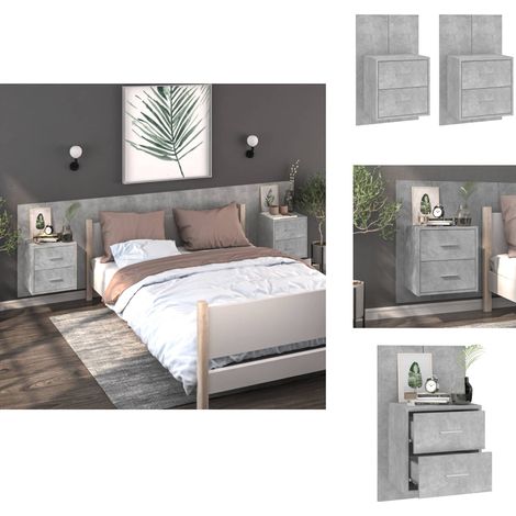 Wand-Nachttische 2 Stk. Betongrau - Wandregal - Beton Grau - Nachtschränkchen - Wohnzimmer Dekoration - Regal Zum Befestigen (1/5)