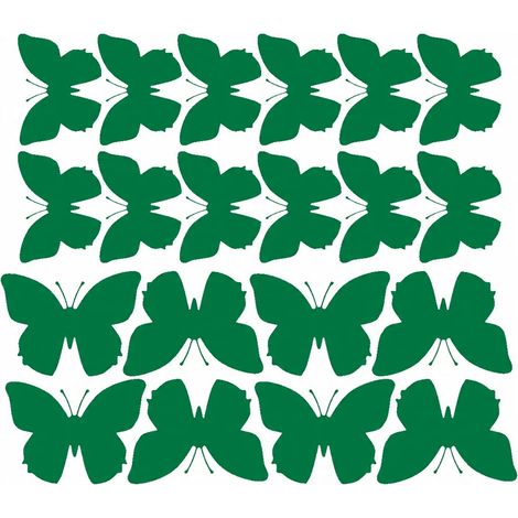 Pegatinas de pared grandes con forma de mariposa, 20 unidades, color verde mate, 70 micras.